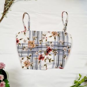 Self-Tie Floral Crop Top